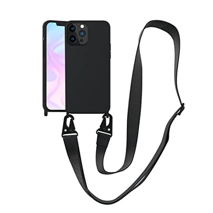 Compatible with iPhone 12 Pro Max Case with Lanyard Crossbody iPhone Case with Strap Adjustable Shockproof Drop Protection Silicone Phone Cover for iPhone 12 Pro Max 6.7’’ Black - color: Black, size: iPhone 12 Pro Max