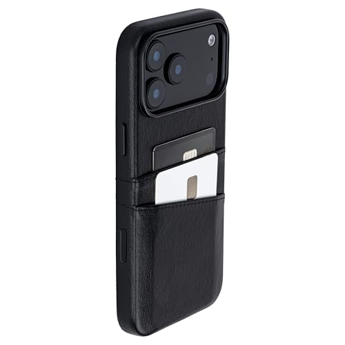 Dockem Card Case for iPhone 17 Pro Max with Magnetic Mounting Plate, Camera Control Button, Wallet with 2 Holder Slots: M2 Exec Premium Synthetic Leather (Black) - color: Black, size: 17 Pro Max