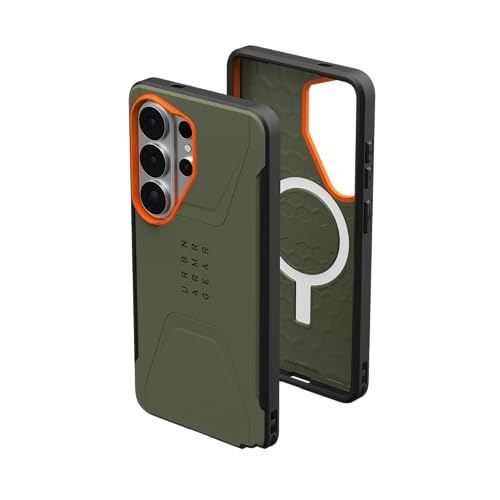 URBAN ARMOR GEAR UAG for Samsung Galaxy S26 Ultra Case 6.9" Civilian - Magnetic Charging Compatible Rugged Military Drop Tested Protective Cover, Olive Drab/Orange - color: Civilian - Olive Drab/Orange