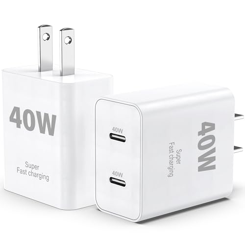 40W Dual Port Fast Wall Charger, USB C Charger Block, 2-Pack