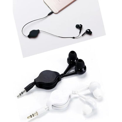 2 Pack Retractable Earbuds Wired Earphone Portable 3.5mm Plug Stereo in-Ear Headphone Wiring Ear Buds for Computer PC Tablet Phone Airplane Airline Flight Fly Trip Plane Laptop MP3 Player