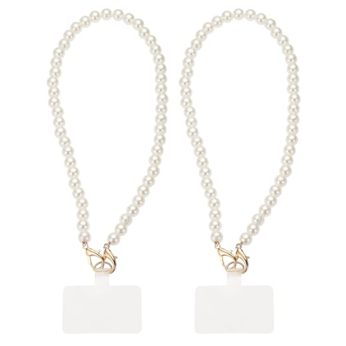 uxcell Phone Wrist Strap, Cellphone Pearl Chain with Tether Tabs & Clasp, Pearl Purse Chains - color: Gold Clasp, size: 6 Inch