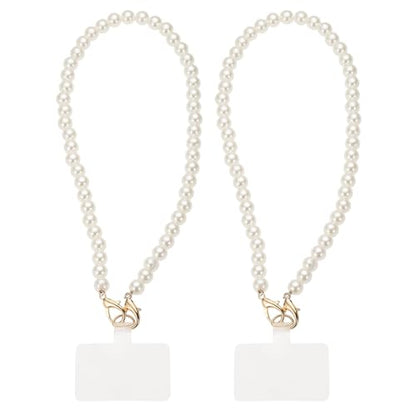 uxcell Phone Wrist Strap, Cellphone Pearl Chain with Tether Tabs & Clasp, Pearl Purse Chains - color: Gold Clasp, size: 8 Inch