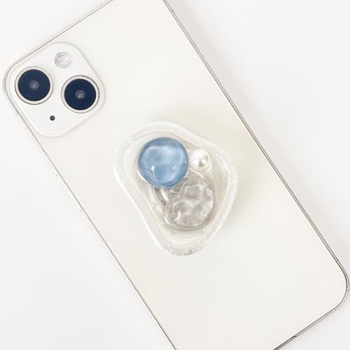 Light Blue Lrregular Gemstones Expandable Collapsible Grip, for with Kindle E-Readers, iPhones and Smartphones,Rotating Folding Elastic Base, A Gift for Book Lover