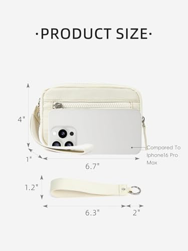 WESTBRONCO Wristlet Wallets for Women – RFID Blocking Quilted Nylon Phone Wallet, Card Holder Purse for Travel & Everyday Use - color: Beige