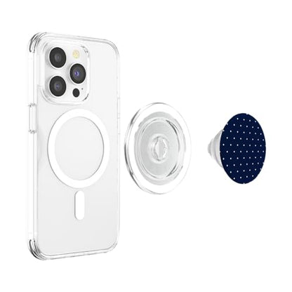 Navy Blue Polka Dot PopSockets PopGrip for MagSafe - style: Magnetic PopGrip
