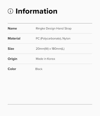 Ringke Hand Strap [Phone Wrist Strap] Designed for Camera Strap and Phone Strap, Adjustable Sturdy Universal Lanyard Compatible with Camera and Phone Case - Black - color: Black