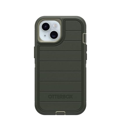 OtterBox iPhone 15, iPhone 14, & iPhone 13 (Only) Defender Series Case - Lichen the Trek (Green) - Rugged & Durable - with Port Protection - Holster Clip Includes - Microbial Defense Protection - color: Lichen The Trek (Green), style: Non-MagSafe