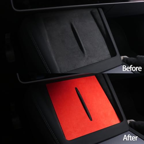Suede Wireless Charger Pad for Tesla Model 3 24-26 Model Y 25-26 Red - color: Red