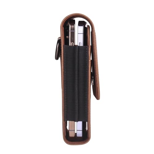 Dual Belt Clip Holster Case Double Cell Phone Pouch Card Slots Holder for iPhone 14 Pro Max 15 Pro Max Motorola Moto G Stylus 5G 2023 G Power 5G Galaxy S24 Plus S23 Ultra S22+ S21 FE A15 A35 (Brown) - color: Brown