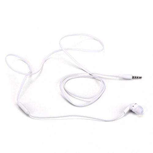 Premium Flat Wired Headset Mono Hands-Free Earphone w Mic Single Earbud Headphone Earpiece in-Ear [3.5mm] White for MetroPCS LG Aristo - MetroPCS LG G Stylo - MetroPCS LG K10