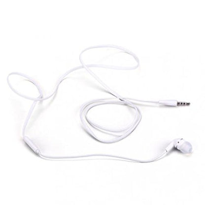 Premium Flat Wired Headset Mono Hands-Free Earphone w Mic Single Earbud Headphone Earpiece in-Ear [3.5mm] White for MetroPCS LG Aristo - MetroPCS LG G Stylo - MetroPCS LG K10