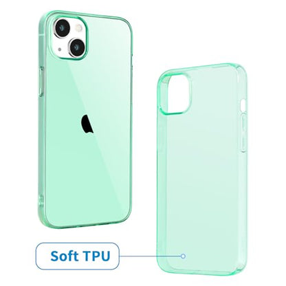 JJGoo Compatible with iPhone 15 Plus Case Clear, Soft Clear TPU Phone Cases, Shockproof Transparent Bumper Cover Slim Thin Phone Case, Translucent Green - color: Green