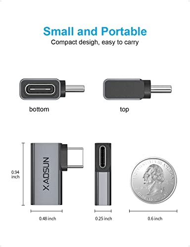 XAOSUN 40Gbps 90 Degree USB C Adapter, Right Angle USB4.0 Converter 2-Pack - color: Right Angle