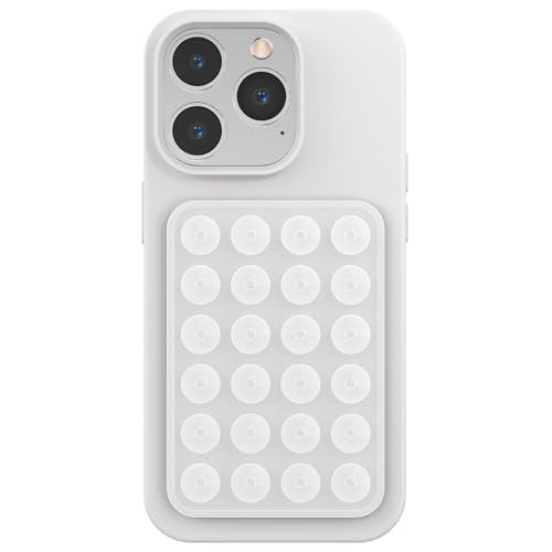 Silicone Phone Sticky Grip, Suction Phone Case Mount for iPhone and Android, Hands-Free Sticky Cell Phone Grip, Mobile Fidget Mirror Holder for Selfies and Videos - color: Ghostly Gossamer（Translucent）