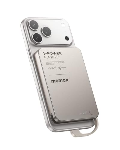 MOMAX Ultra-Slim 10000mAh Portable Power Bank with Built-in USB-C Cable, PD 30W Fast Charging Battery Pack for iPhone 17/16/15, iPhone air, Galaxy, Pixel (No Wireless,No Lightning) - size: 10000mAh