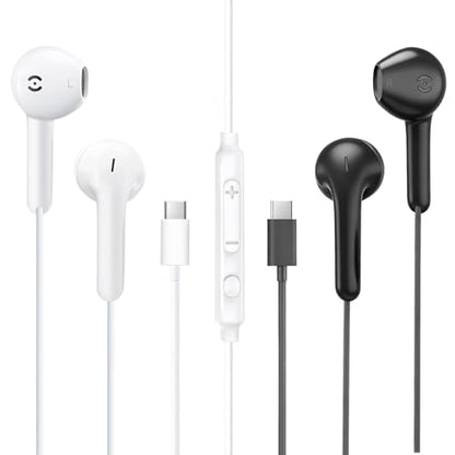 MAS CARNEY USB C Earbuds Wired TH9,Type-C Headphone with Mic,USBC Earphones Compatible with iPhone 15 16 iPad, Samsung Galaxy S25 S24 A53,Google Pixel,Xiaomi Redmi,Huawei Honor,Oppo,Vivo,Pack of 2 - style: USB C Earphone