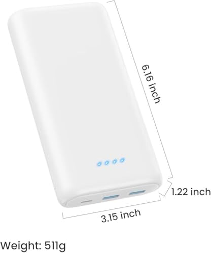 Portable Charger 40,800mAh Power Bank 25W Portable Battery Pack with 2 Built in Cables [2026 Upgraded], PD QC4.0 Fast Charging Portable Phone Charger Compatible with iPhone 17/16,Android Samsung-White - color: White