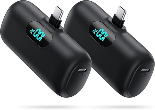 [2 Pack]Small Portable Charger for iPhone 17/16/15 Series,5000mAh 3A PD USB C Power Bank, Mini Travel Essentials Battery Pack for iPhone 17/17 Pro/16/16 Plus/16 Pro/15 Pro Max,Samsung,Android/LG etc - color: Black+Black