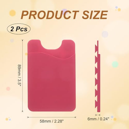 uxcell 2 Pack Suction Phone Card Holder, Silicone Suction Cup Phone Grip Card Holder Mount with Card Slot for Cellphone, Rose Red - color: Rose Red