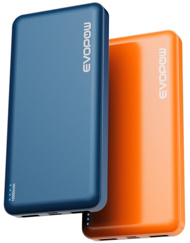 2-Pack Portable Charger, 10000mAh Power Bank, Battery Pack, Battery Bank - color: Blue&Orange