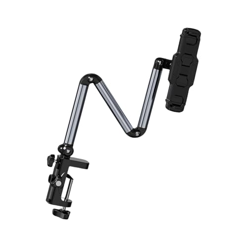 Aluminum Folding Tablet Stand 360-Degree Rotating Clamp Mount with 4 Articulated Arms Desk Bedside Cradling Bracket for Smartphones E-Readers 58cm - color: Phone holder model