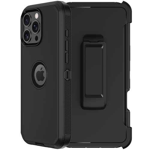 for iPhone 16 Pro Max Phone Case,Military Grade Drop Protection Cell Phone Cover with Belt Clip Holster Stand,Screen Protector x2 Rugged Kickstand for iPhone 16 Pro Max Case 6.9” (Black) - color: Black