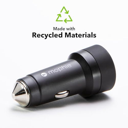 Mophie 42W Dual USB-C + USB-A Car Charger, Universal AUX Compatibility - style: USB-C & USB-A