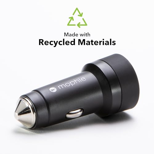 Mophie 30W USB-C Car Charger - Eco-Friendly Fast Charging for Devices, LED Indicator, Universal AUX Compatibility - style: USB-C