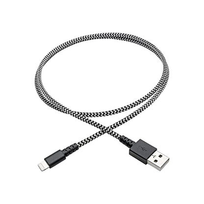 TRIPP LITE Heavy Duty USB to Lightning Charging & Data Cable, Heavy Duty with Braided Jacket, MFi Certified for Apple iPhone, iPad & iPod - 3 Feet / 1 Meter, 2-Year Warranty (M100-003-HD) - color: Black/White, size: 3 ft. (Heavy Duty)