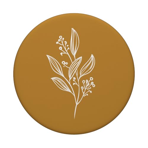 Delicate Boho Botanical Leaves Motif Mustard Yellow PopSockets Adhesive PopGrip - style: Adhesive PopGrip