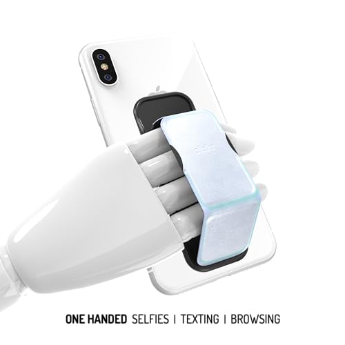 CLCKR Cell Phone Grip and Expanding Stand, Universal Phone Grip Holder for iPhone 15 Pro, Pro Max, Plus, 14 & 13 Models, Samsung Phones, Tablets and More, Holographic