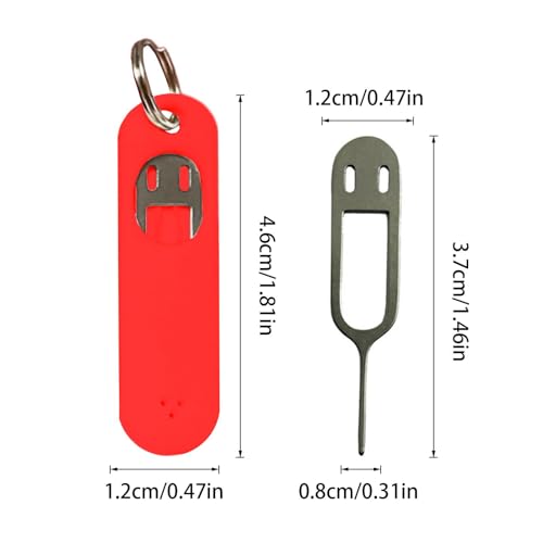 Sim Card Removal Tool - Sim Ejector Tool | Sim Card Tray Eject Pin with Detachable Keychain & Silicone Case | Sim Card Tray Opening Tool Eject Pins Needle Opener Ejector for Smartphone, Red