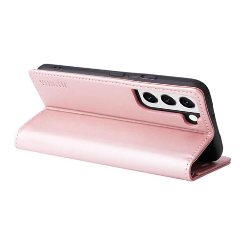 Compatible with Samsung Galaxy S22 Wallet Case PU Leather Flip Folio Case with Card Holder Magnetic Closure Shockproof Protective Phone Cover Rose Gold - color: Rose Gold, size: Samsung S22