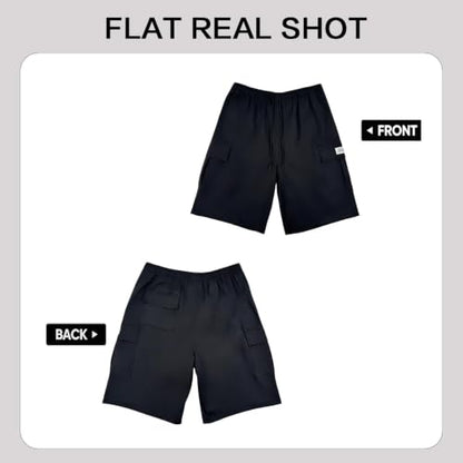 2 Pack Men's 10" Cargo Shorts Quick Dry Stretch Waist Hiking - color: Black+khaki, size: 4X-Large