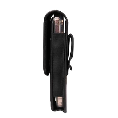 Cell phone Waist Bag with Belt Clip Leather, Vertical Cell Phone Belt Pouch for Men's, Smartphone Waist Holder Wallet Hiking Travel Carrying Case Belt Holster Pack with Card Slot Carabiner Hook - color: Black, size: 6.5 INCH
