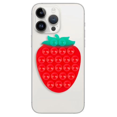 CIEO SuctionPhone Grip, Strong Silicone Suction,Strawberry Sticky Grip,Suitable for Selfies and Videos on Mirrors, Bathrooms and Smooth Surfaces, Compatible with iPhone (Strawberry Red) - color: Strawberry Red