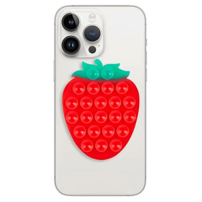 CIEO SuctionPhone Grip, Strong Silicone Suction,Strawberry Sticky Grip,Suitable for Selfies and Videos on Mirrors, Bathrooms and Smooth Surfaces, Compatible with iPhone (Strawberry Red) - color: Strawberry Red