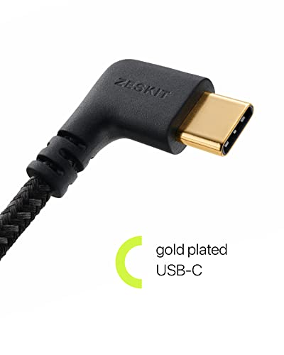 Zeskit MFi Certified Lightning to USB C Charging Cable, Right Angle 10cm Braided