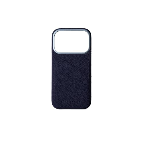 BONAVENTURA (for iPhone 17 Pro Shrink Leather Back Cover Case [Navy], Made with Premium European Genuine Leather, Gift BPCT17P-NA