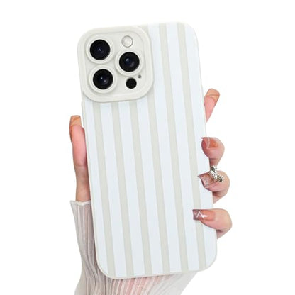 KANGHAR Compatible with iPhone 14 Pro Case Stripes -White | Silicone Cute Pattern, Camera Protection Soft Slim Phone Case for Phone Case - color: Stripes-White, size: iPhone 14 Pro