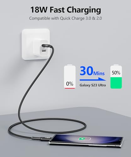 SUNGUY 10Gbps 6 inch/0.5FT Android Auto USB Cable, 3A USB C 3.1 Gen2 Cable Data Transfer, USB C CarPlay Cable Fast Charging Compatible with iPhone 17/16/15 Series, Samsung Galaxy S25 S24 Ultra, Pixel - color: Black, size: 0.5FT