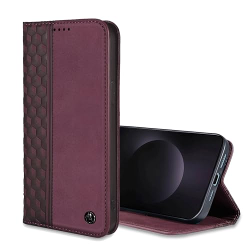 Wallet Case for Samsung Galaxy S25 Edge 2025 6.7 inch - PU Leather Flip Cover with Card Holder Slots, Strong Magnetic Folio Kickstand Phone Case, Wine Red - color: Wine Red, size: Samsung Galaxy S25 Edge 6.7"