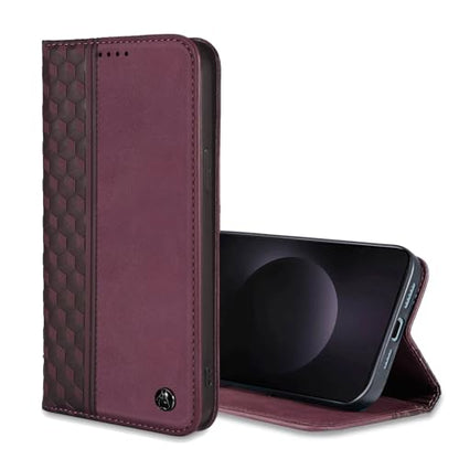 Wallet Case for Samsung Galaxy S25 Edge 2025 6.7 inch - PU Leather Flip Cover with Card Holder Slots, Strong Magnetic Folio Kickstand Phone Case, Wine Red - color: Wine Red, size: Samsung Galaxy S25 Edge 6.7"