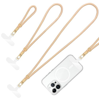 360° Rotatable Adjustable Phone Lanyard 3-Piece Set - Wrist/Neck/Crossbody Strap with Tether Tabs, Universal for Phones - color: Light Brown