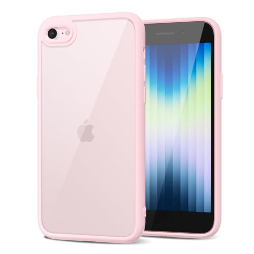 LoeoeL for iPhone SE 2022/2020/ 7/8 Case Clear, Transparent Hybrid SE Phone Case [Hard Plastic & Soft Silicone Bumper] Acrylic Non Yellowing Thin Slim Protective Cover, Light Pink - color: Light Pink, size: SE / 7 / 8