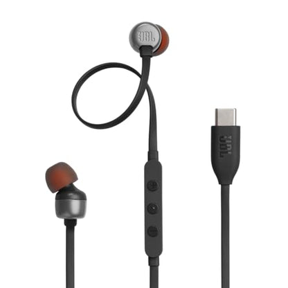 JBL Tune 310C - Wired Hi-Res in-Ear Headphones, Tangle-Free Flat Cable, 3-Button Remote with Microphone (Black) - color: Black, style: Wired headphone (Pack of 1)