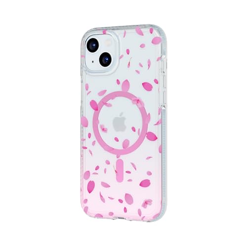 Tech21 FlexQuartz Phone case for iPhone 15 Plus - Compatible with MagSafe - 15x Military Standard Protection - Cherry Blossom Design - color: Pink, size: iPhone 15 Plus