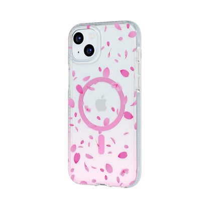 Tech21 FlexQuartz Phone case for iPhone 15 Plus - Compatible with MagSafe - 15x Military Standard Protection - Cherry Blossom Design - color: Pink, size: iPhone 15 Plus