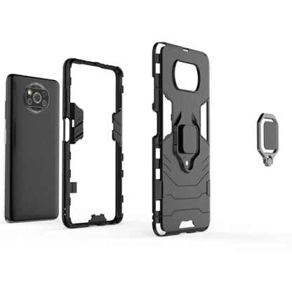 Max Power Digital Magnet Case for Xiaomi Poco X3 NFC/Poco X3 Pro Shockproof Hard Phone Cover with Grip, Metal Ring Kickstand Bumper Shell [Compatible with Magnetic Car Mount] (Navy) - color: Navy, size: Xiaomi Poco X3